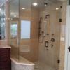 All Frameless Corner  Steam Unit with 1/2" Clear Glass with Oil Rubbed Bronze Hinges and Handle