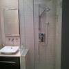 All Frameless 2/3 Neo Angle with Brushed Nickel Hinges and Handle